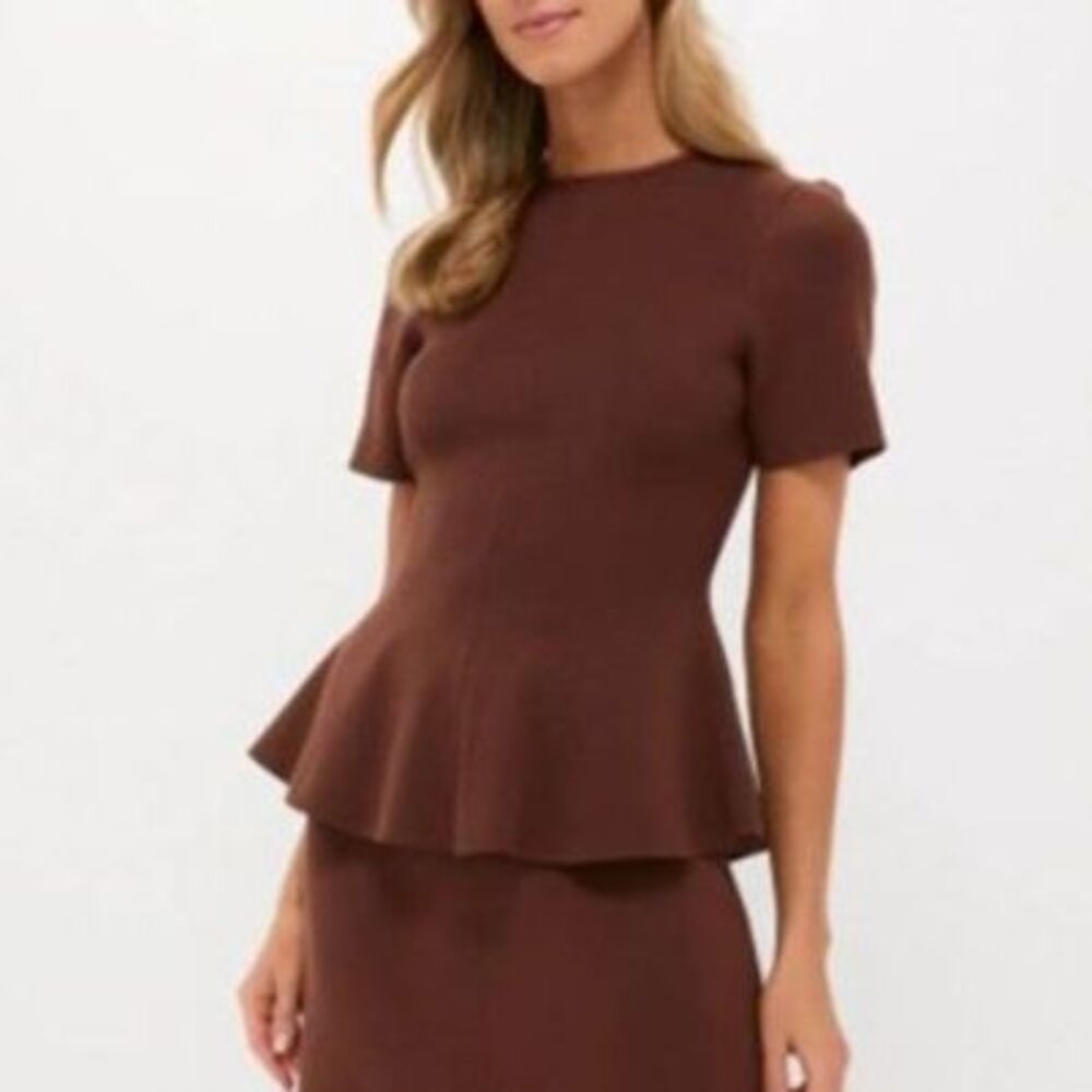 Hyacinth House Chocolate Brown Knit Phoebe Peplum Top Womens Sz XXL NWT